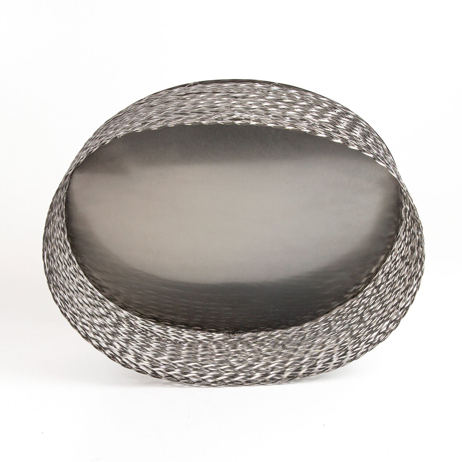 Metal Sepet, Oval, Hasır Örgü, Gümüş Renk - 40x32x13 cm