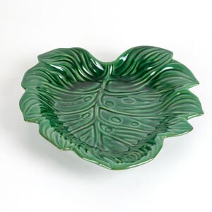 Seramik Yaprak Şekilli Tabak Yeşil 31,5 x 5,5 x 30 Cm.