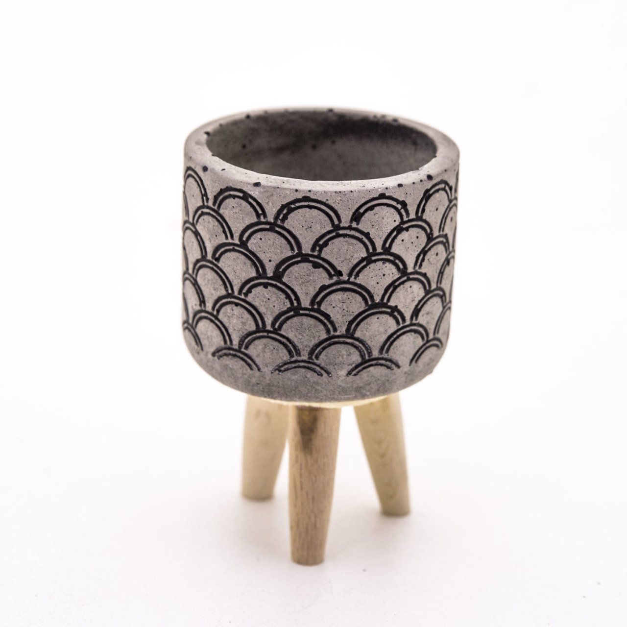 Veramaya Ayaklı Midye Desenli Gri Beton Sukulent Saksı 7,5x11,5 Cm