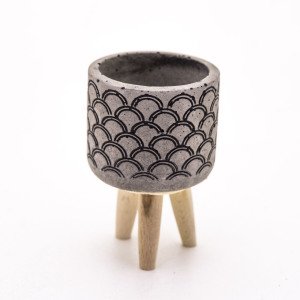 Veramaya Ayaklı Midye Desenli Gri Beton Sukulent Saksı 7,5x11,5 Cm