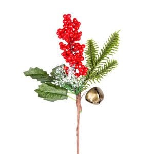Yılbaşı Çiçeği, Karlı Pike Berry, Çanlı, Kırmızı-Yeşil - 30 cm