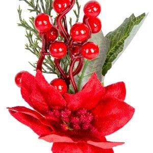 Yılbaşı Çiçeği Pike Berry Puansetyalı Kırmızı-Yeşil 27 Cm.