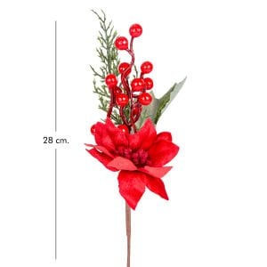 Yılbaşı Çiçeği Pike Berry Puansetyalı Kırmızı-Yeşil 27 Cm.