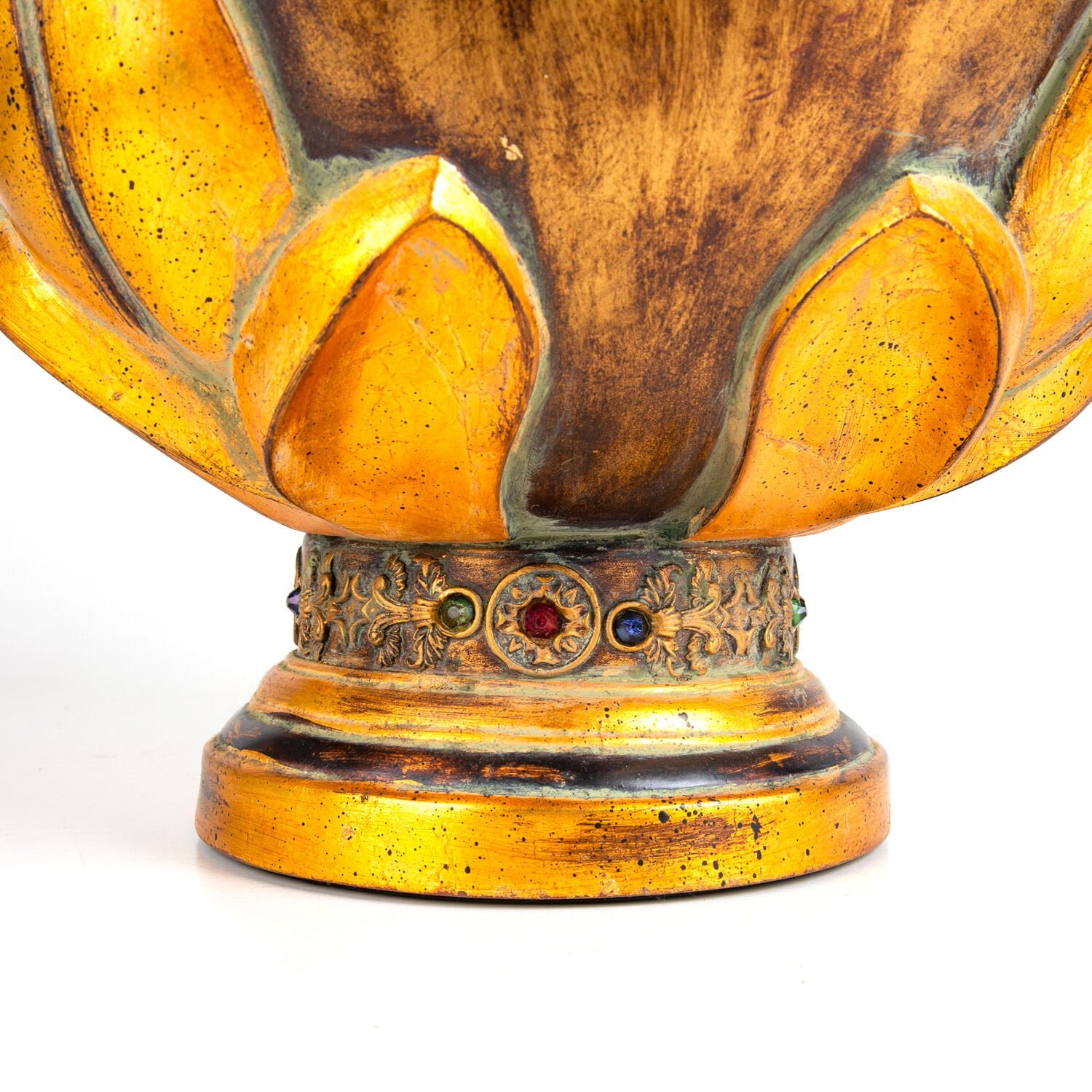 Çanak, Altın Varaklı, Taş İşlemeli, Altın Renk - 17x27x9 cm