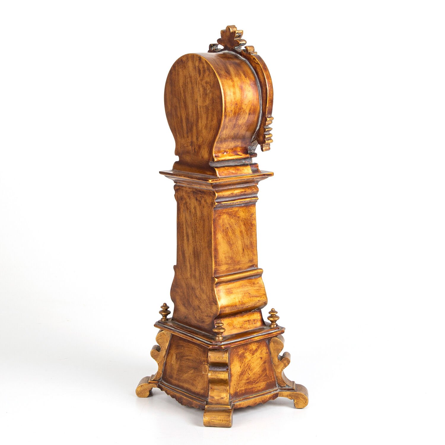 Barok Saat, Altın Varaklı, İşlemeli, Altın Renk - 17x42x15 cm