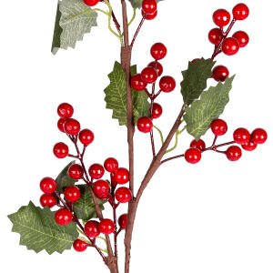 Yılbaşı Çiçeği Pike Berry Kokina Yapraklı Kırmızı 70 Cm.