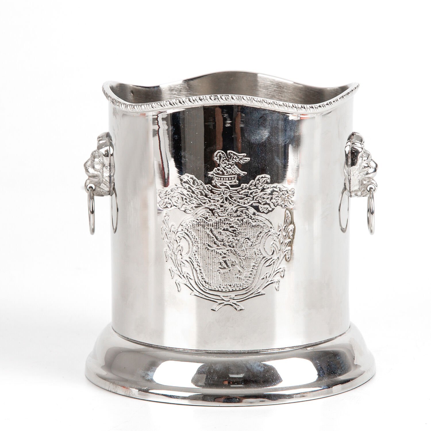 Buzluk, Şişe Soğutucu, Nikel Kaplama, Kulplu, Gümüş Renk - 14x13x14 cm