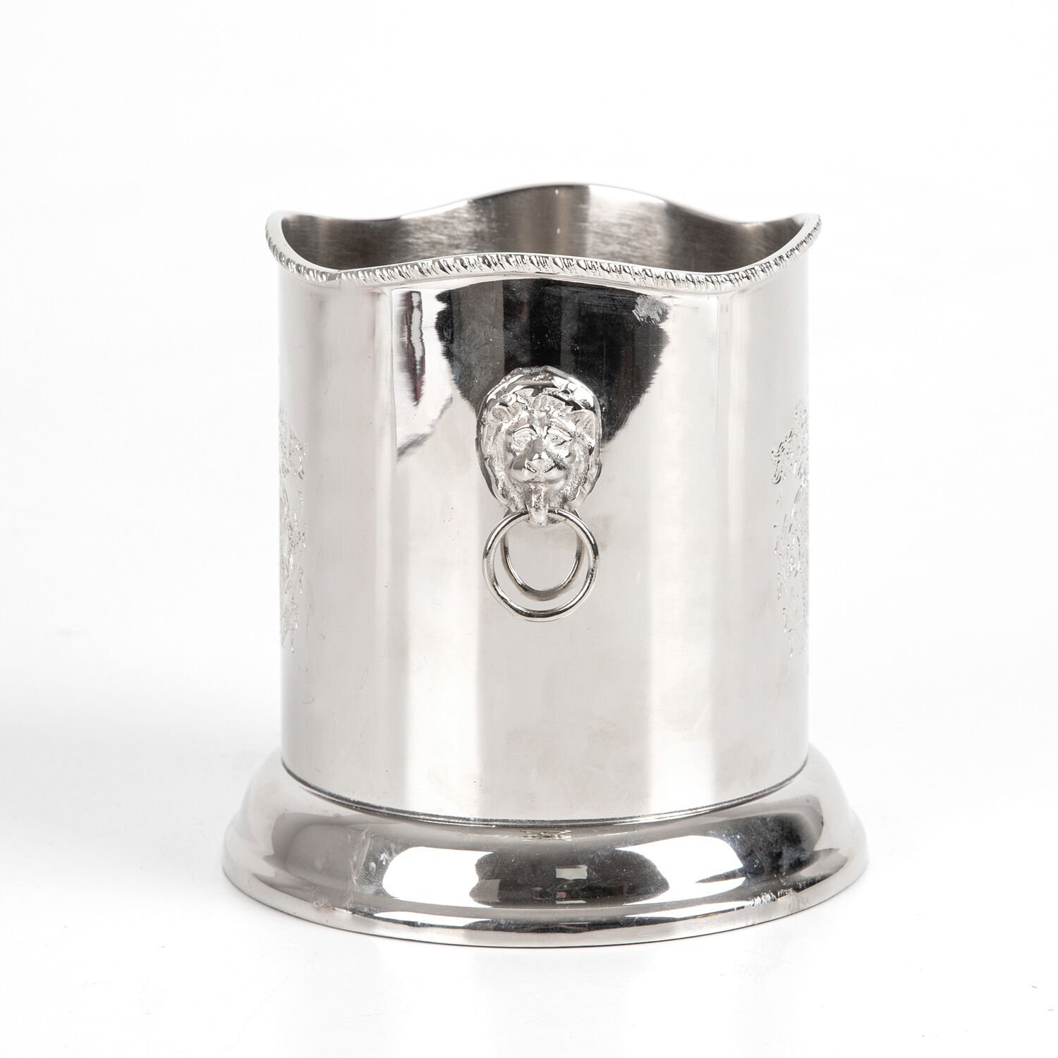 Buzluk, Şişe Soğutucu, Nikel Kaplama, Kulplu, Gümüş Renk - 14x13x14 cm