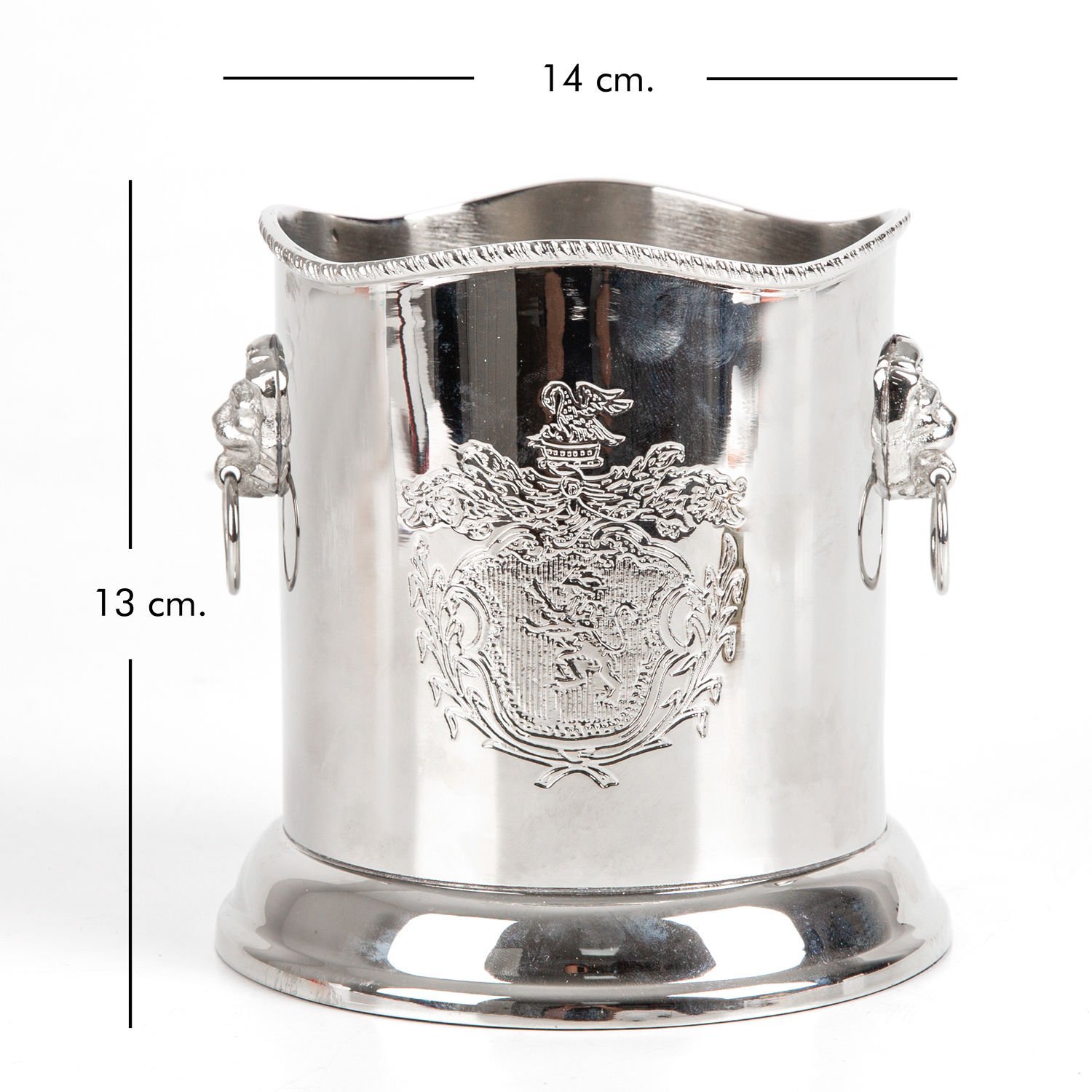 Buzluk, Şişe Soğutucu, Nikel Kaplama, Kulplu, Gümüş Renk - 14x13x14 cm