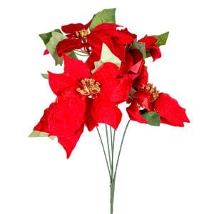 Yılbaşı Çiçeği, Puansetya Demet, Kırmızı - 60 cm