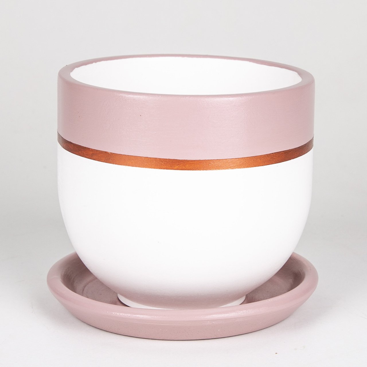 El Yapımı Tabaklı Delikli Beton Saksı Pudra Pembe Beyaz 15x13 Cm