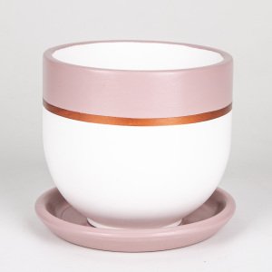 El Yapımı Tabaklı Delikli Beton Saksı Pudra Pembe Beyaz 15x13 Cm