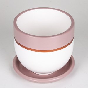 El Yapımı Tabaklı Delikli Beton Saksı Pudra Pembe Beyaz 15x13 Cm