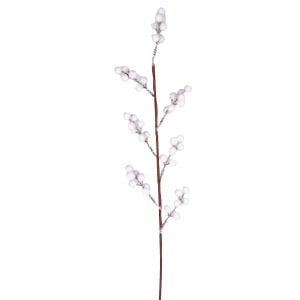 Yılbaşı Çiçeği Pike Kar Efektli Berry Dalı Beyaz 75 Cm.