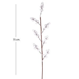 Yılbaşı Çiçeği Pike Kar Efektli Berry Dalı Beyaz 75 Cm.