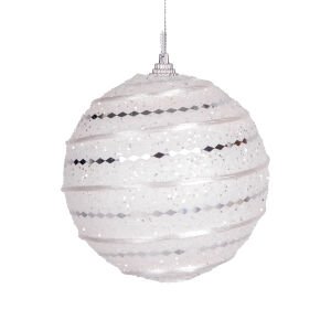 Yılbaşı Topu Gümüş Desenli 2'li Paket Beyaz 9 Cm.