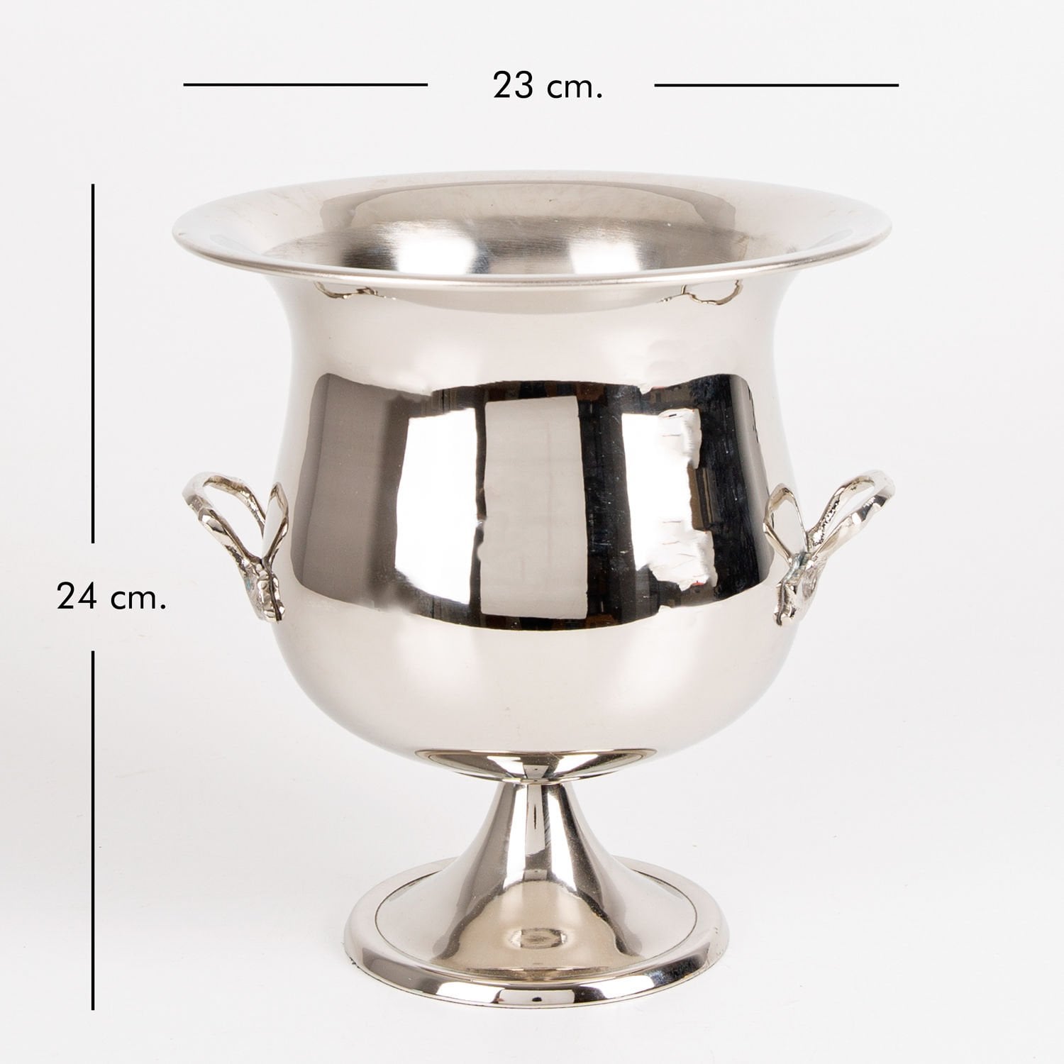 Buz Kovası, Şişe, Nikel Kaplama, Kulplu, Gümüş Renk - 23x24 cm