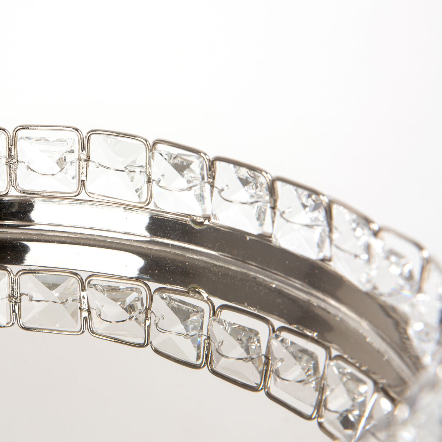 Servis Tabağı, Ayaklı, Kristal Taşlı, Gümüş Renk - 20,5x23,5 cm