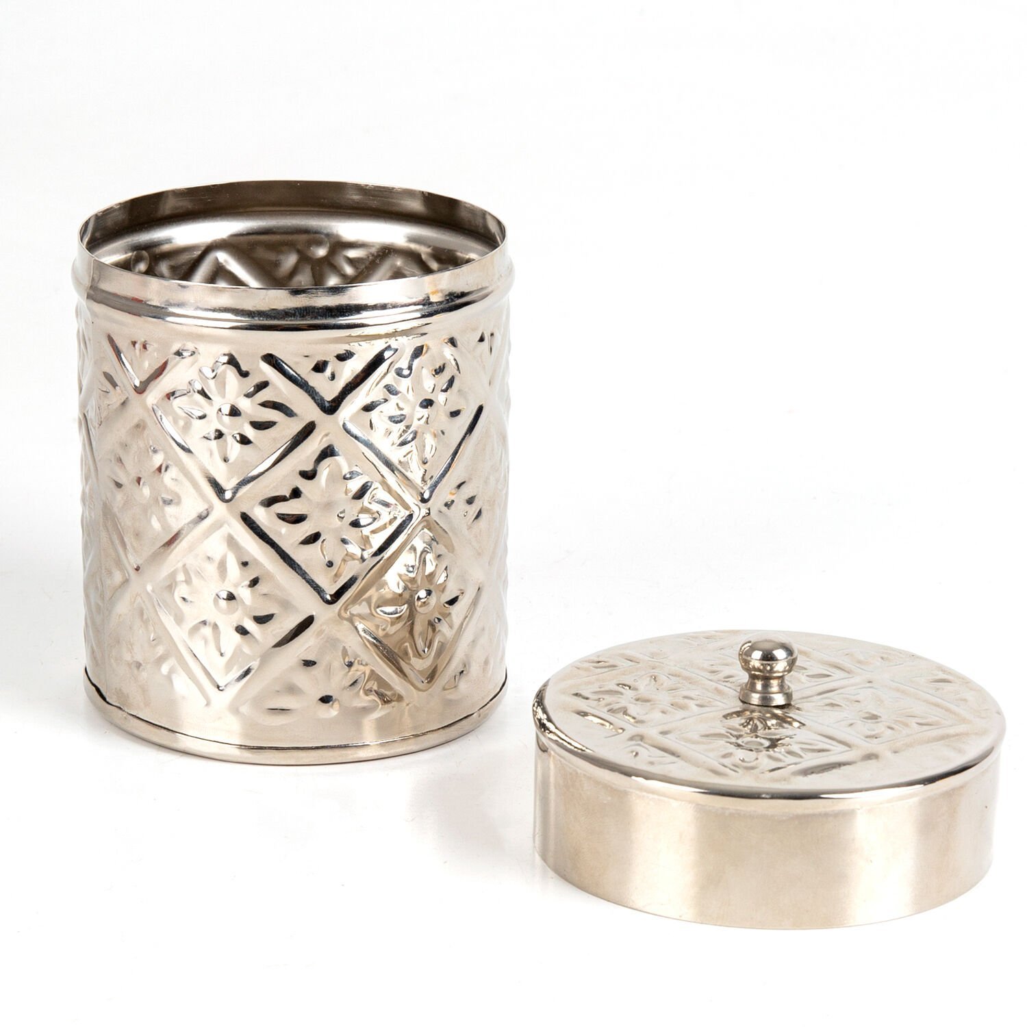 Kutu, Gümüş Kaplama, Kabartmalı, Kapaklı, Gümüş Renk - 9,5x12,5 cm