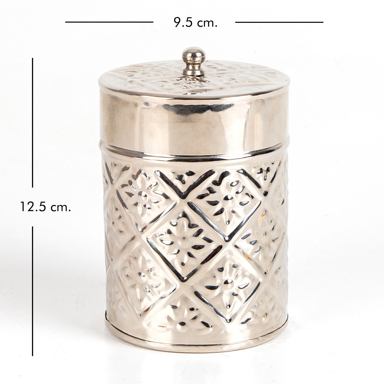 Kutu, Gümüş Kaplama, Kabartmalı, Kapaklı, Gümüş Renk - 9,5x12,5 cm