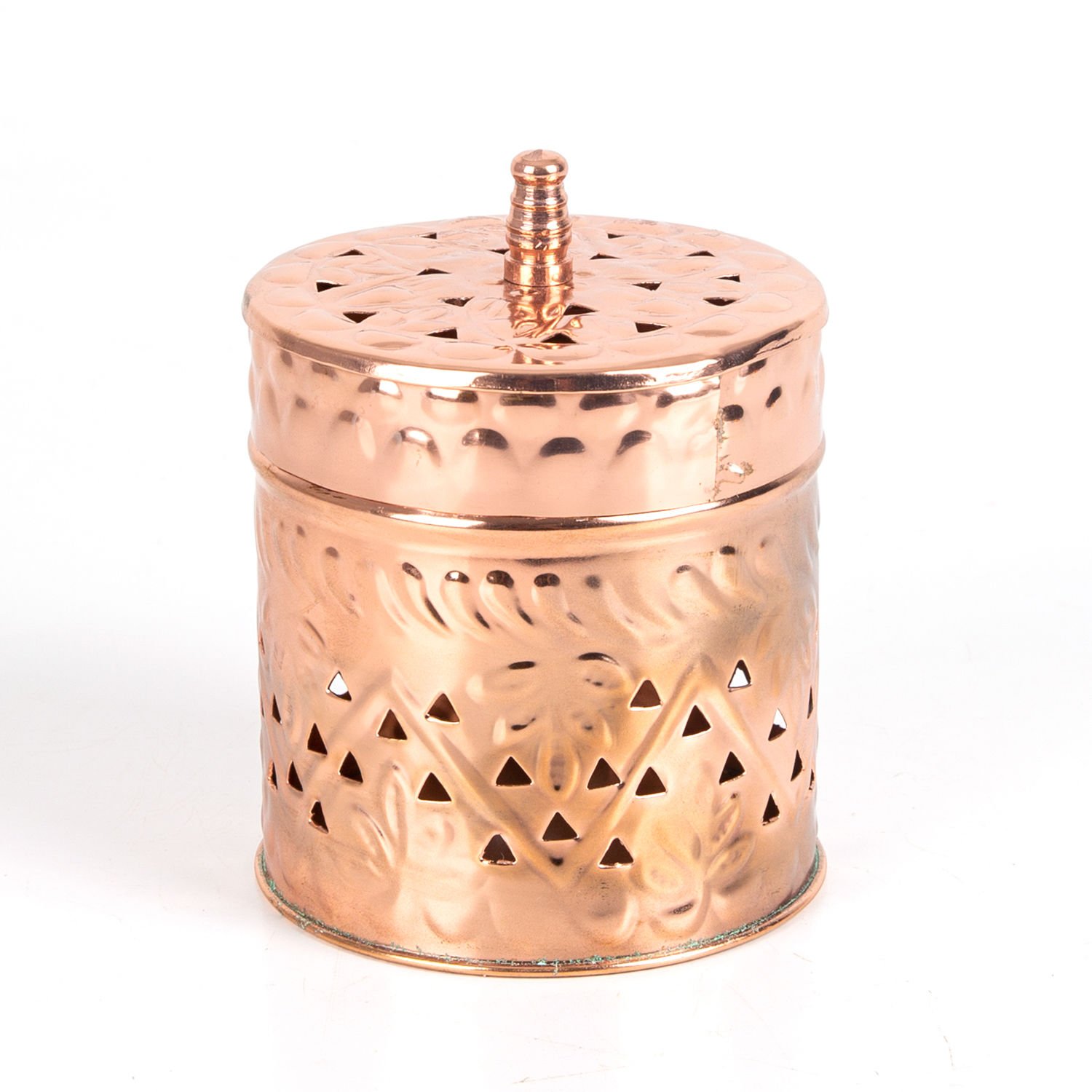 Metal Kapaklı Silindir Kutu Bakır Renk  8,5 x 11 Cm.