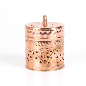 Metal Kapaklı Silindir Kutu Bakır Renk  8,5 x 11 Cm.