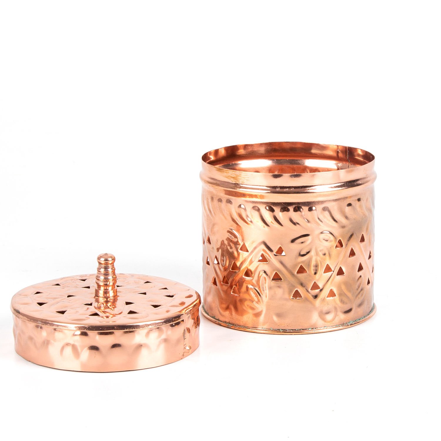 Metal Kutu, Silindir, Kapaklı, Bakır Renk - 8,5x11 cm