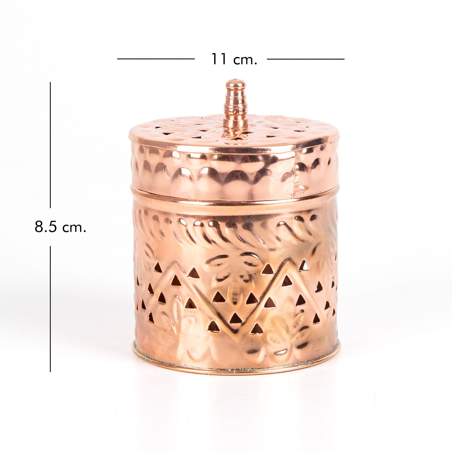 Metal Kutu, Silindir, Kapaklı, Bakır Renk - 8,5x11 cm