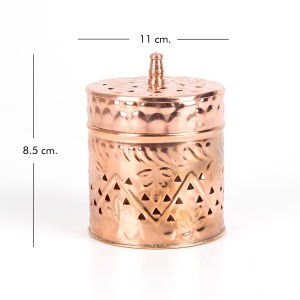 Metal Kapaklı Silindir Kutu Bakır Renk  8,5 x 11 Cm.