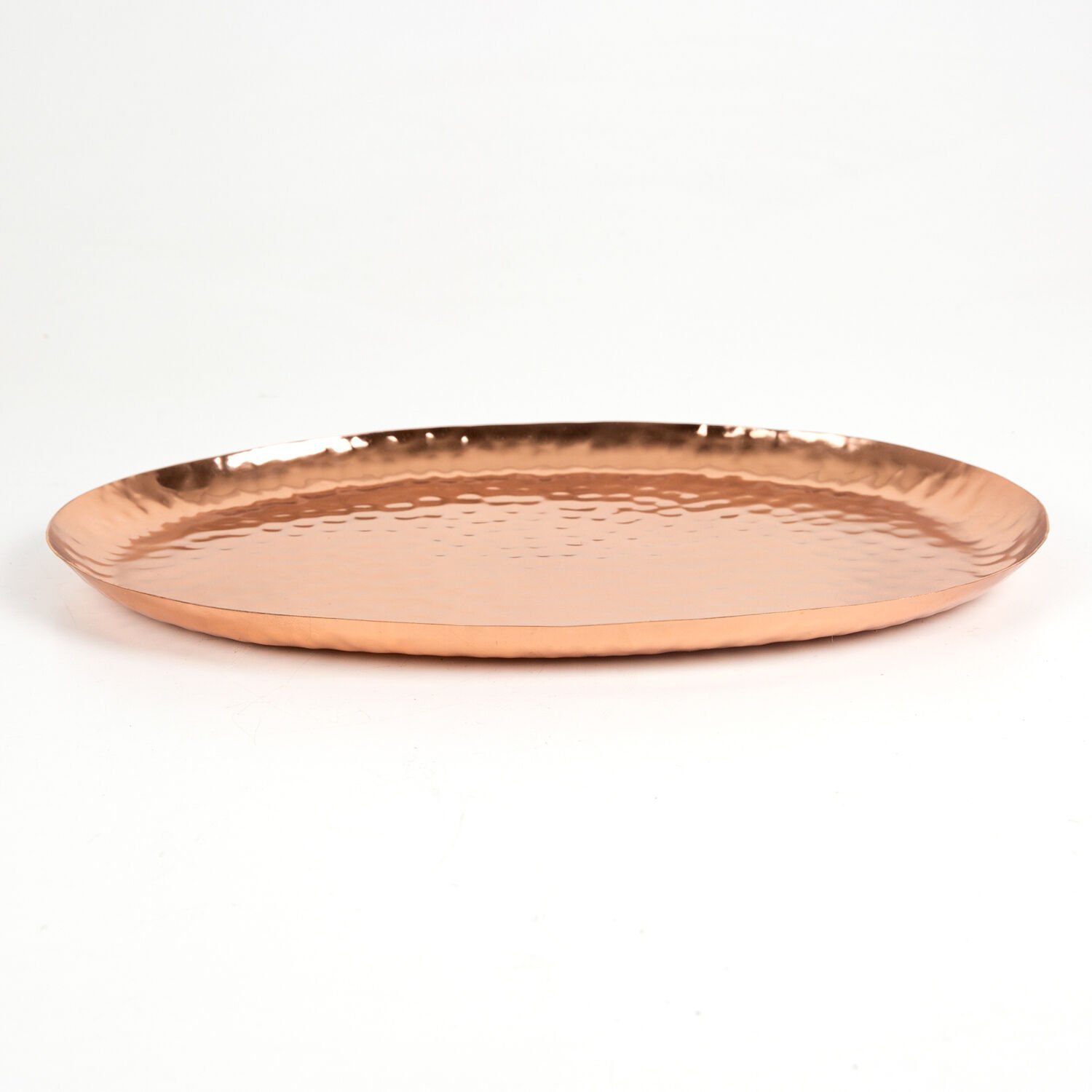 Bakır Kaplama Paslanmaz Oval Tepsi Bakır Renk  32 x 2 x 23 Cm.
