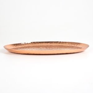 Bakır Kaplama Paslanmaz Oval Tepsi Bakır Renk  32 x 2 x 23 Cm.