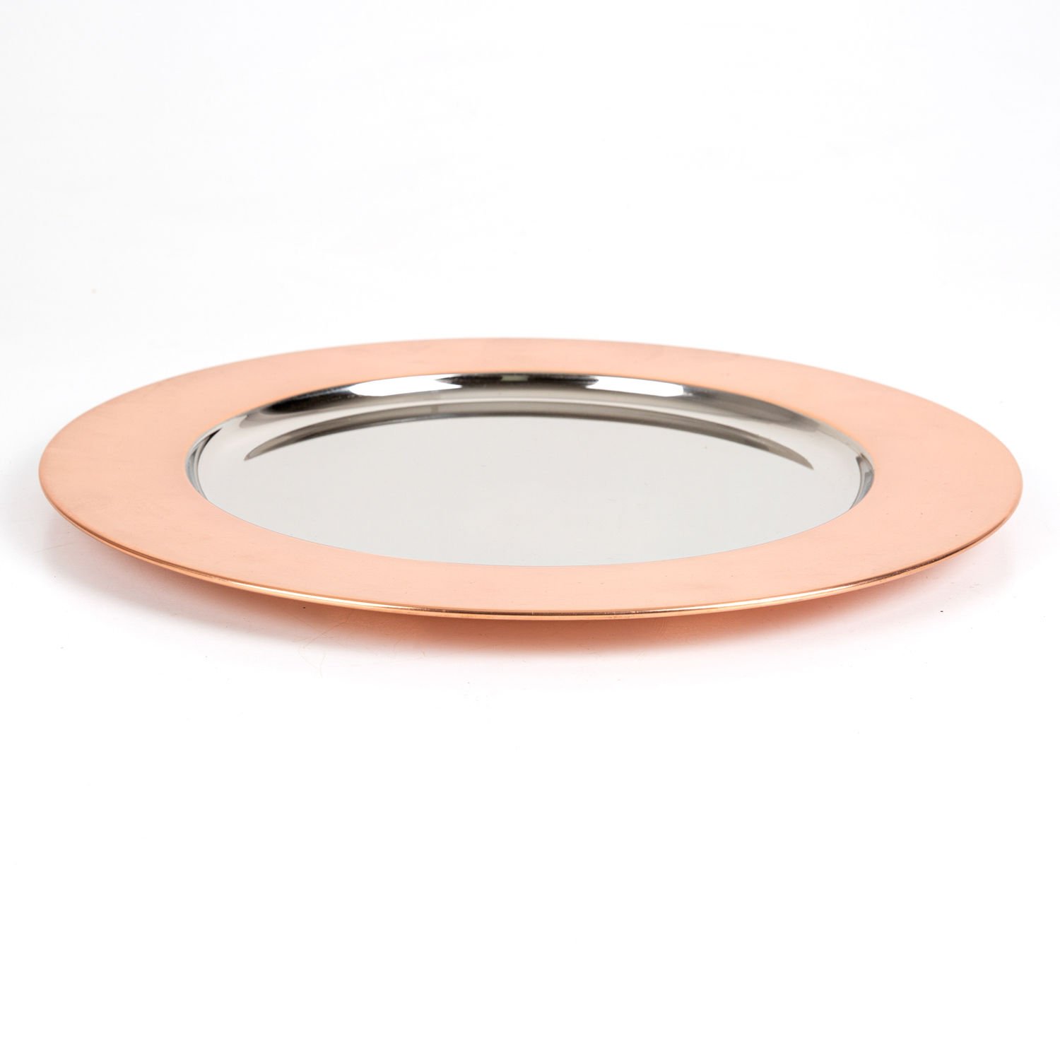 Metal Servis Tabağı, Çift Renkli, Bakır-Lame - 35x2x35 cm