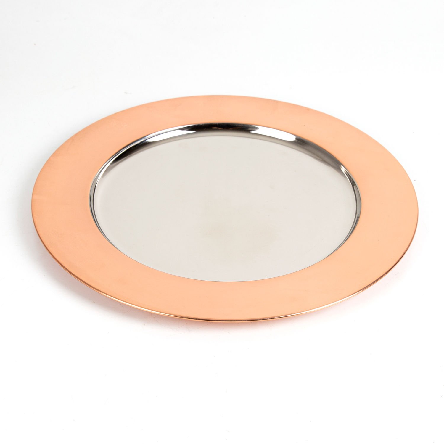 Metal Servis Tabağı, Çift Renkli, Bakır-Lame - 35x2x35 cm