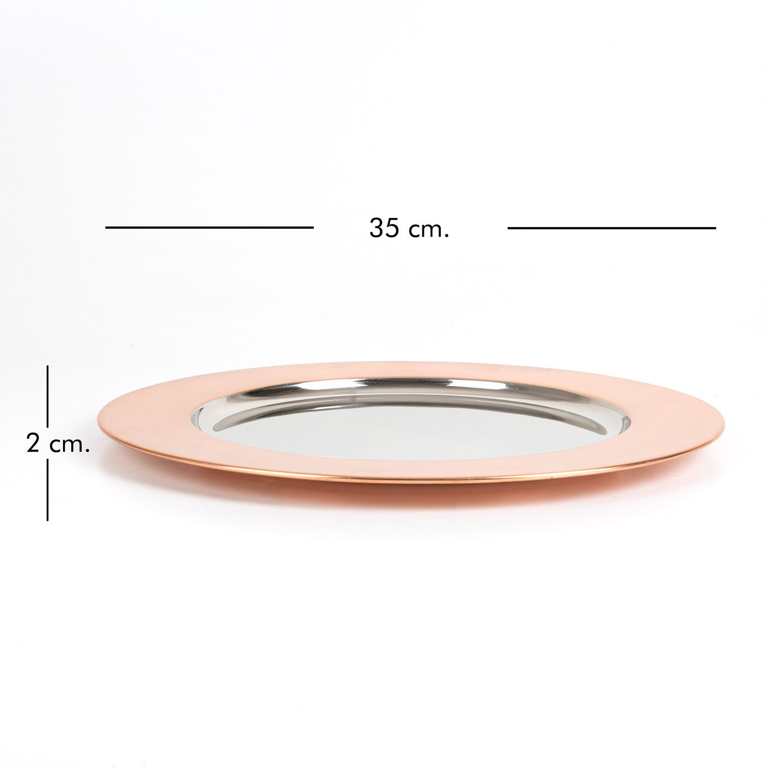 Metal Servis Tabağı, Çift Renkli, Bakır-Lame - 35x2x35 cm