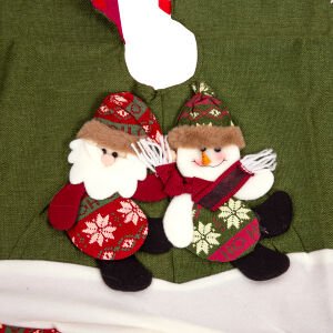 Yılbaşı Süsü Çam Örtüsü Noel Baba Kardan Adam Figürlü Yeşil 100 Cm.