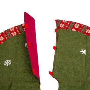 Yılbaşı Süsü Çam Örtüsü Noel Baba Kardan Adam Figürlü Yeşil 100 Cm.