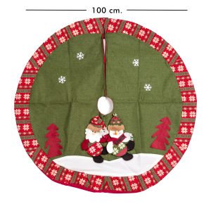 Yılbaşı Süsü Çam Örtüsü Noel Baba Kardan Adam Figürlü Yeşil 100 Cm.