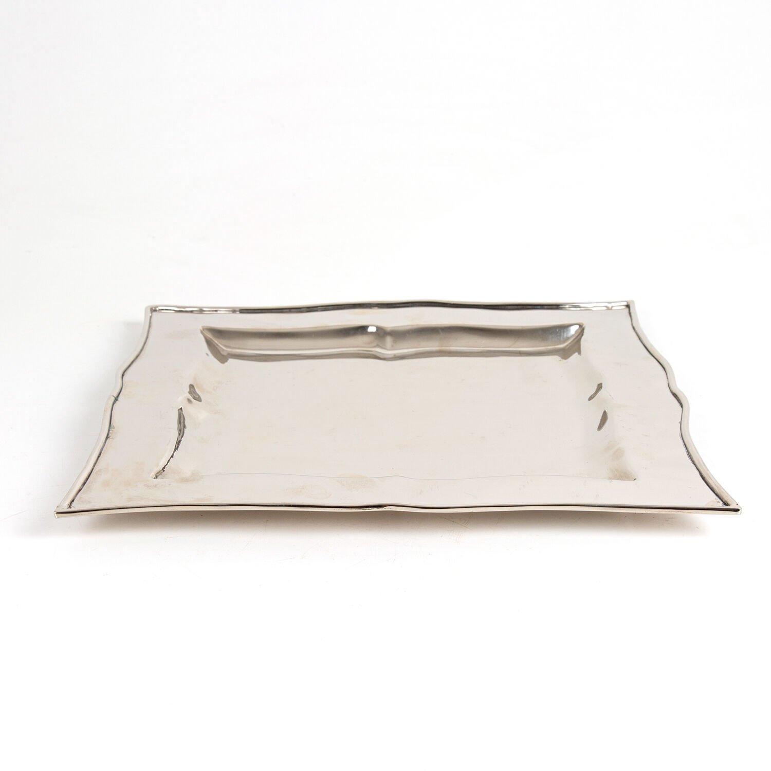 Metal Tepsi, Kare, Nikel Kaplama, Gümüş Renk - 30x2x30 cm