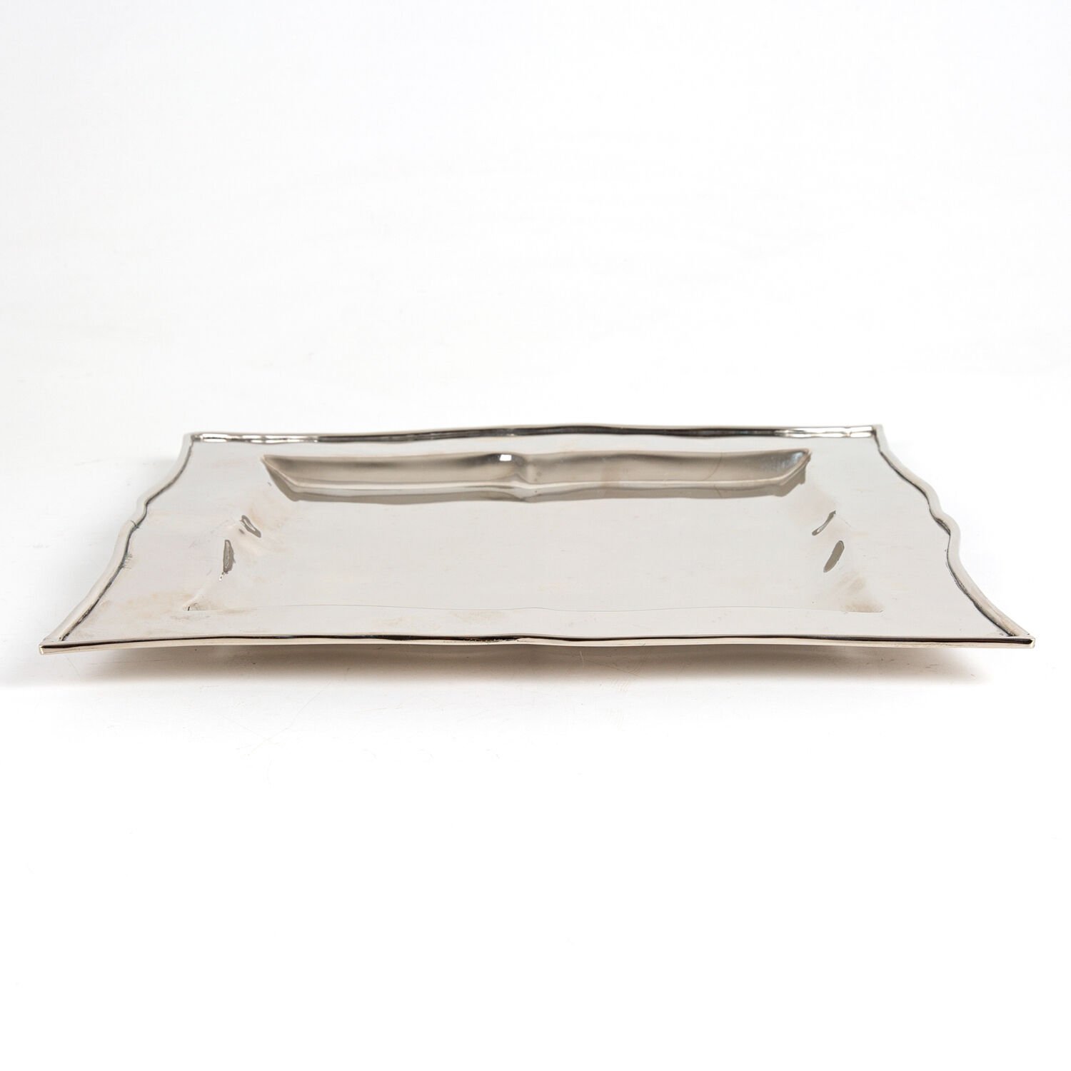 Metal Tepsi, Kare, Nikel Kaplama, Gümüş Renk - 30x2x30 cm