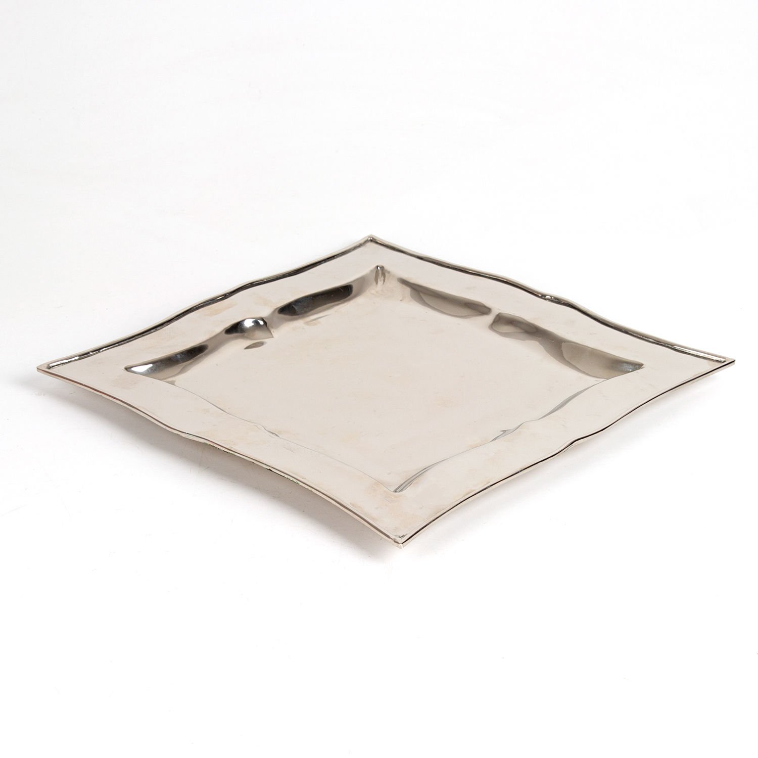 Metal Tepsi, Kare, Nikel Kaplama, Gümüş Renk - 30x2x30 cm