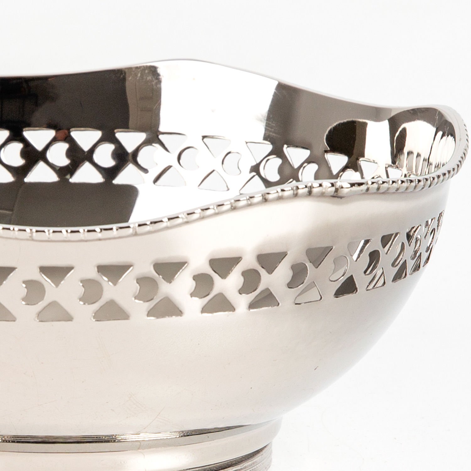 Metal Kase, Nikel Kaplama, Gümüş Renk - 17x8x17 cm