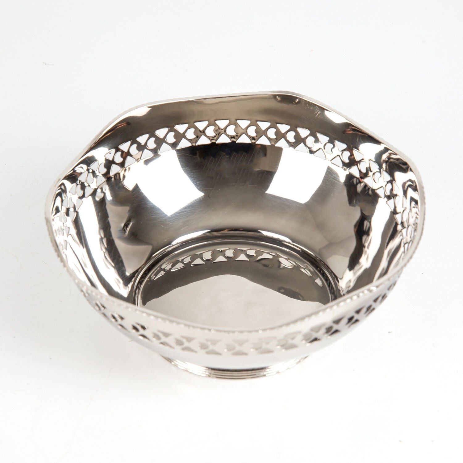 Metal Kase, Nikel Kaplama, Gümüş Renk - 17x8x17 cm