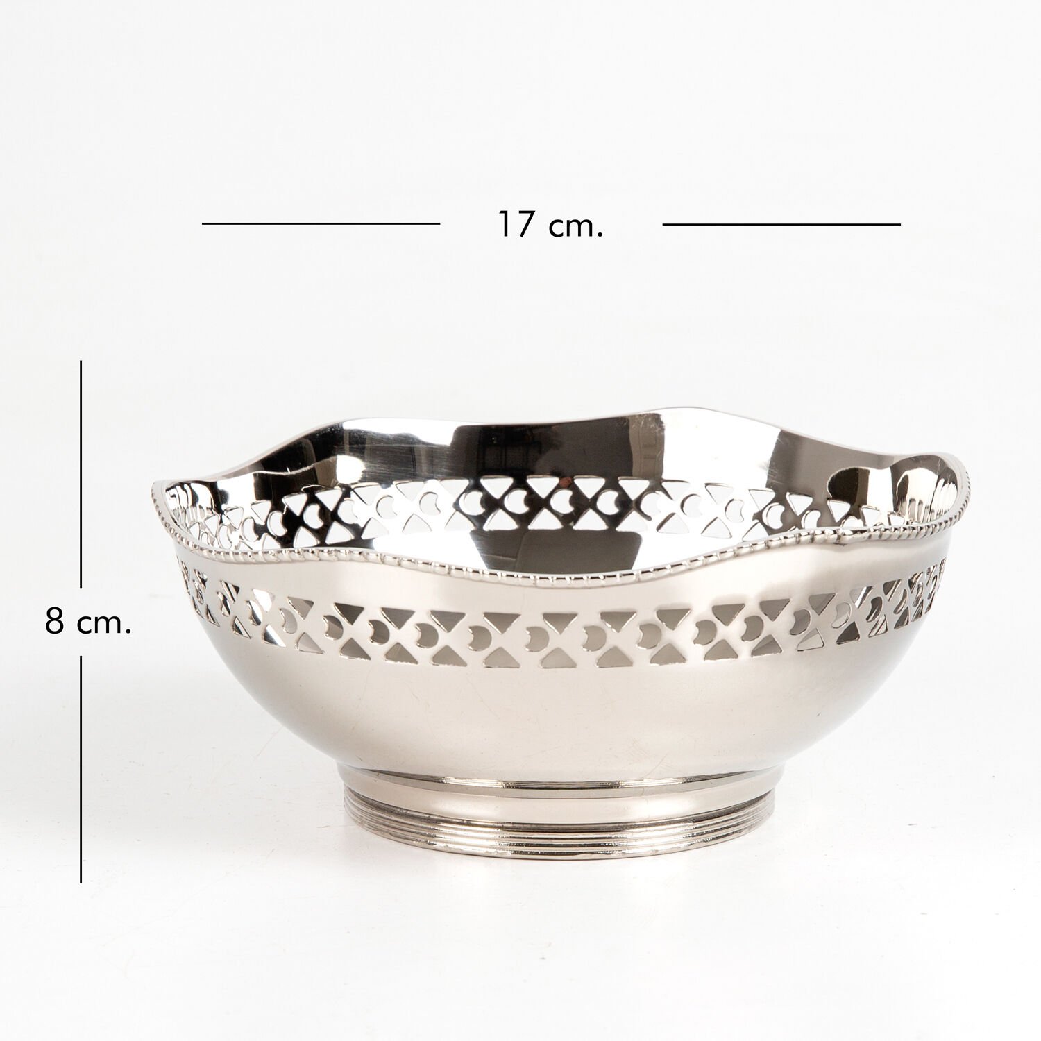 Metal Kase, Nikel Kaplama, Gümüş Renk - 17x8x17 cm