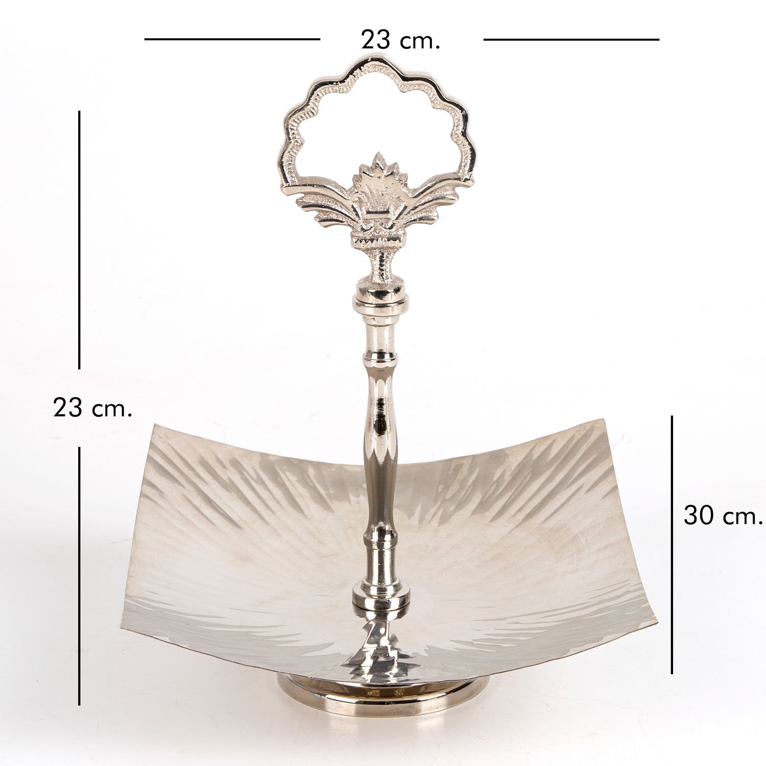 Metal Kurabiyelik, Nikel Kaplama, Gümüş Renk - 23x30x23 cm