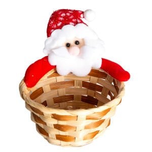 Yılbaşı Süsü, Sepet, Noel Baba Figürlü, Kahverengi-Kırmızı - 13x14 cm