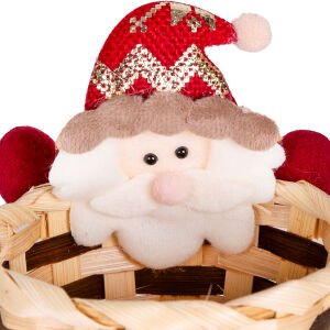 Yılbaşı Süsü Sepet Noel Baba Figürlü Kahverengi-Kırmızı 10x11 Cm.