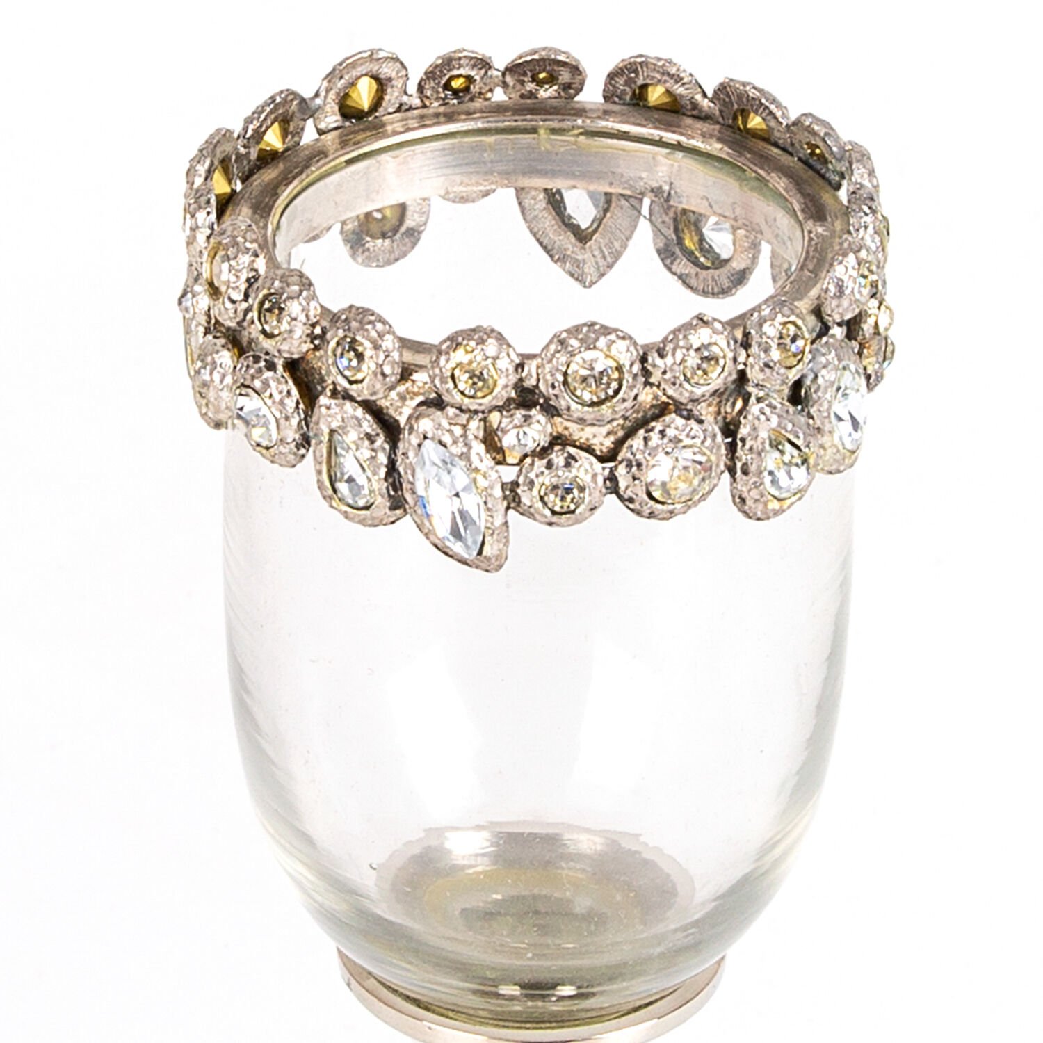 Mumluk, Elmas Taşlı, Gümüş İşlemeli, Küçük Boy, Gümüş Renk - 8x27x8 cm