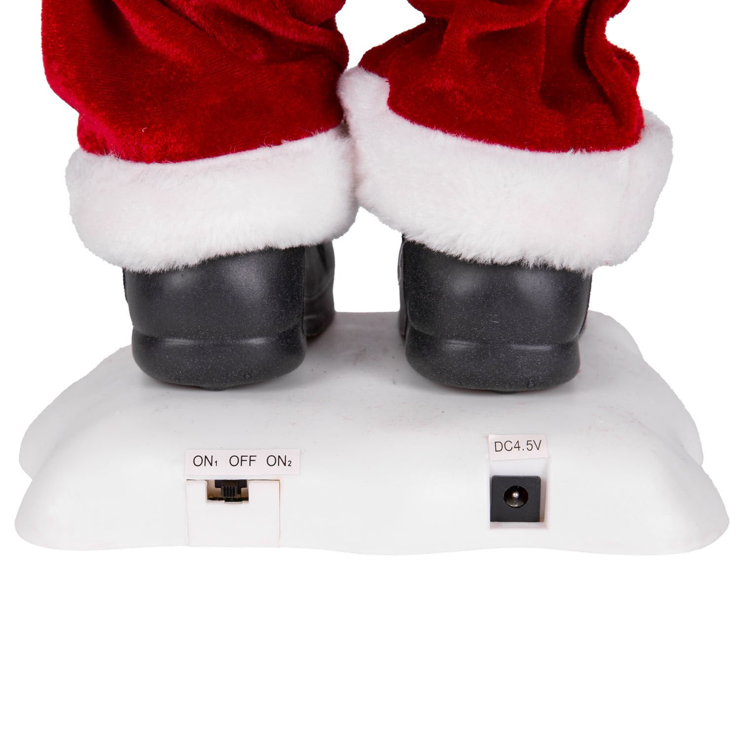 Yılbaşı Noel Baba, Hediye Torbalı, Ekose Çoraplı, Kırmızı - Müzikli, Hareketli, Led Işıklı, 60 cm