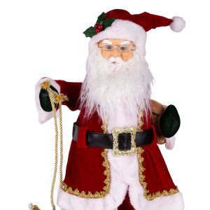 Yılbaşı Noel Baba Işıklı Yeşil Hediye Torbalı Müzikli ve Hareketli Kırmızı 70 Cm.