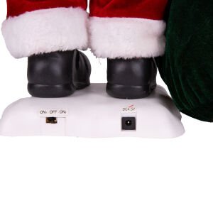 Yılbaşı Noel Baba Işıklı Yeşil Hediye Torbalı Müzikli ve Hareketli Kırmızı 70 Cm.
